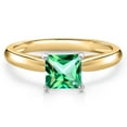 thumbnail image 3 of Gem Stone King 10K Two Tone Gold Rainforest Topaz Solitaire Engagement Ring for Women | 1.30 Cttw | Princess 6MM | Gemstone November Birthstone | Size 6, 3 of 6