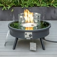thumbnail image 3 of LeisureMod WBL-29-GL 20 x 29 x 29 in. Walbrooke Outdoor Patio Aluminum Round Fire Pit Side Table with Lid & Fire Glass, Black, 3 of 14