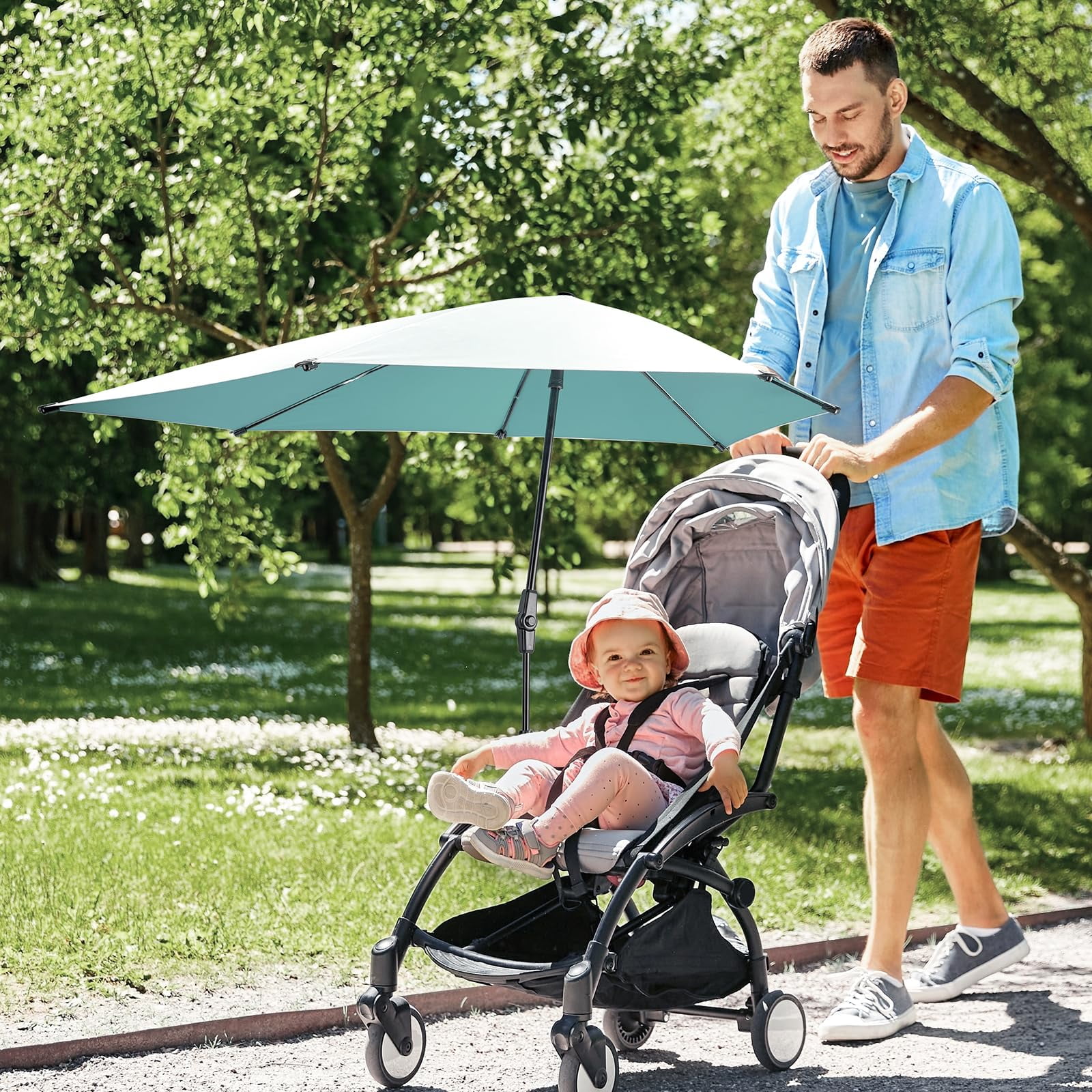 G4Free UPF 50+ Adjustable Chair Umbrella with Universal Clamp, XL UV Protection Sun Shade for Beach, Stroller, Wheelchair, Golf, Patio