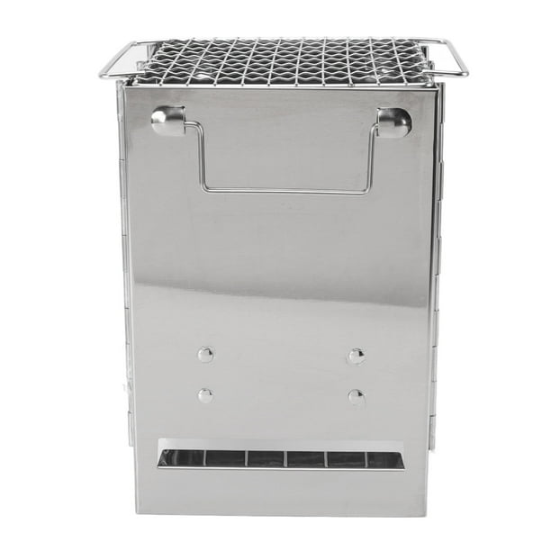 Estufa De Leña Para Acampar, Mini Parrilla Para Barbacoa De Acero Inoxidable Resistente A Altas Temperaturas Integrada Para Calentar