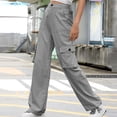 thumbnail image 6 of RYRJJ Women's High Waisted Cargo Pants Travel Y2K Baggy Hiking Pants Wide Leg Military Trousers with Multi Pockets Drawstring Ankle Cuffs(Gray;S), 6 of 9