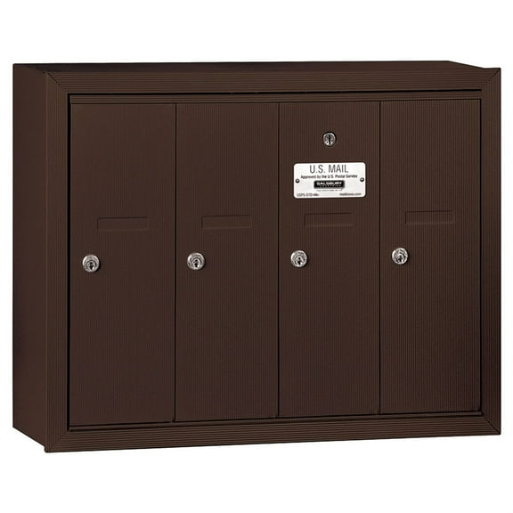 Salsbury Industries 3504ZSP Vertical Mailbox - 4 Doors - Bronze - Surface Mounted - Private Access