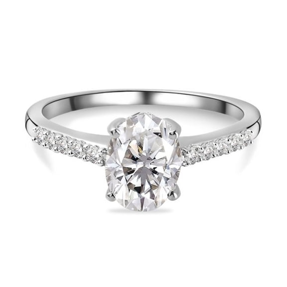Lab Grown Diamond solitaire accent ring in 14k white gold
