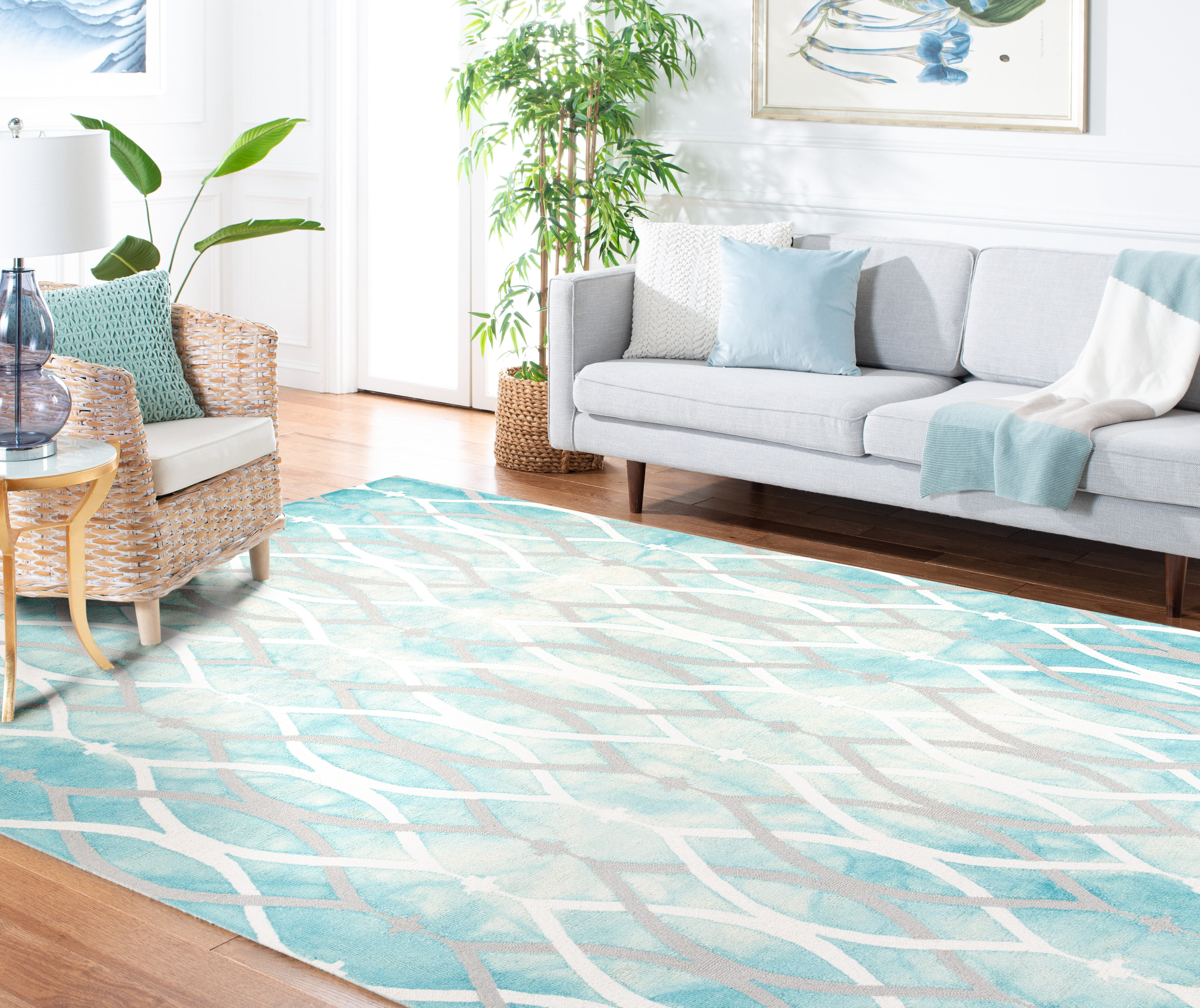 Safavieh Dip Dye Britton Distressed Wool Area Rug, Green/Ivory Gray, 6' x 9'
