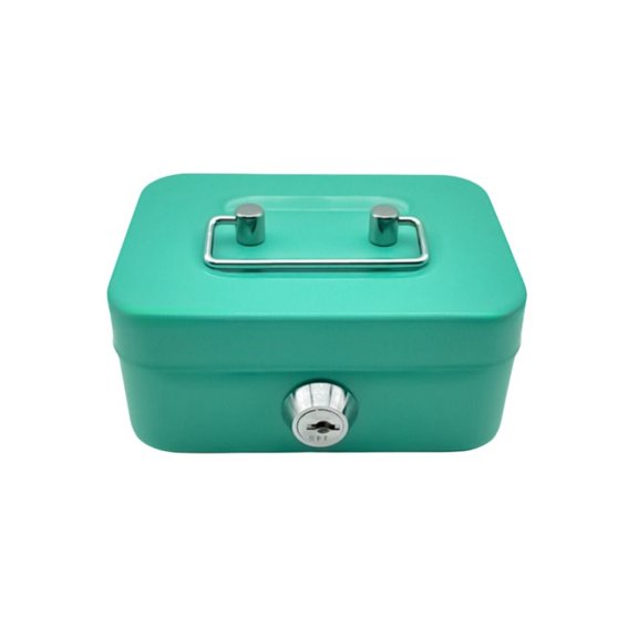 Kids with Lockable Cover 4.53" x 3.35" with Handle Cash Storage Box Key Lock Cash Box Money Organizer Metal GREEN