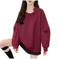 thumbnail image 2 of HongQid Sweatshirt for Women Crewneck Long Sleeve Loose Fit Tops Casual Solid Color Loose Pullover Shirts Clothes, 2 of 7