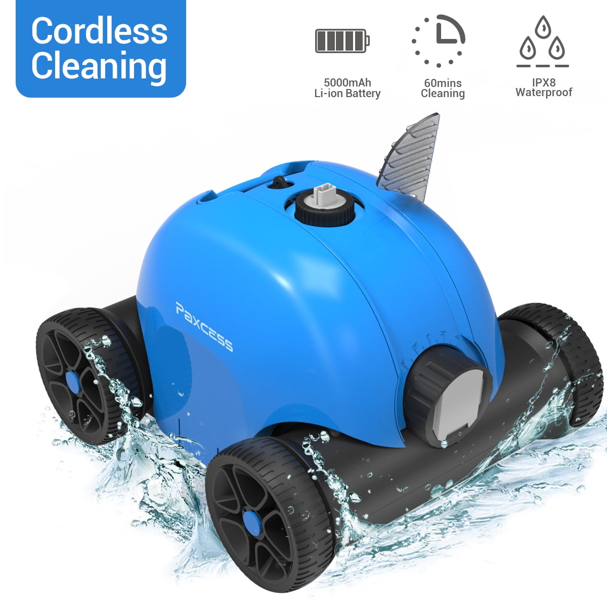 Paxcess Cordless Automatic Pool Cleaner for Swimming pool of Flat Floor  Rechargeable Robotic Pool Cleaner