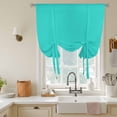 thumbnail image 3 of Aqua Green Tie Up Curtain 45 Inches Long, Green Balloon Style Kitchen Window Curtain Over Sink, Small Window Rod Pocket Curtain 42"x45", 3 of 9