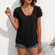 thumbnail image 3 of Camisa de manga corta para mujer, cuello en V, blusa de encaje informal, camiseta sin mangas con hombros descubiertos, Top para mujer, 3 of 6