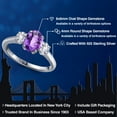 thumbnail image 2 of Gem Stone King 1.70 Ct Oval Checkerboard Purple Amethyst White Created Sapphire 925 Sterling Silver Ring, 2 of 6