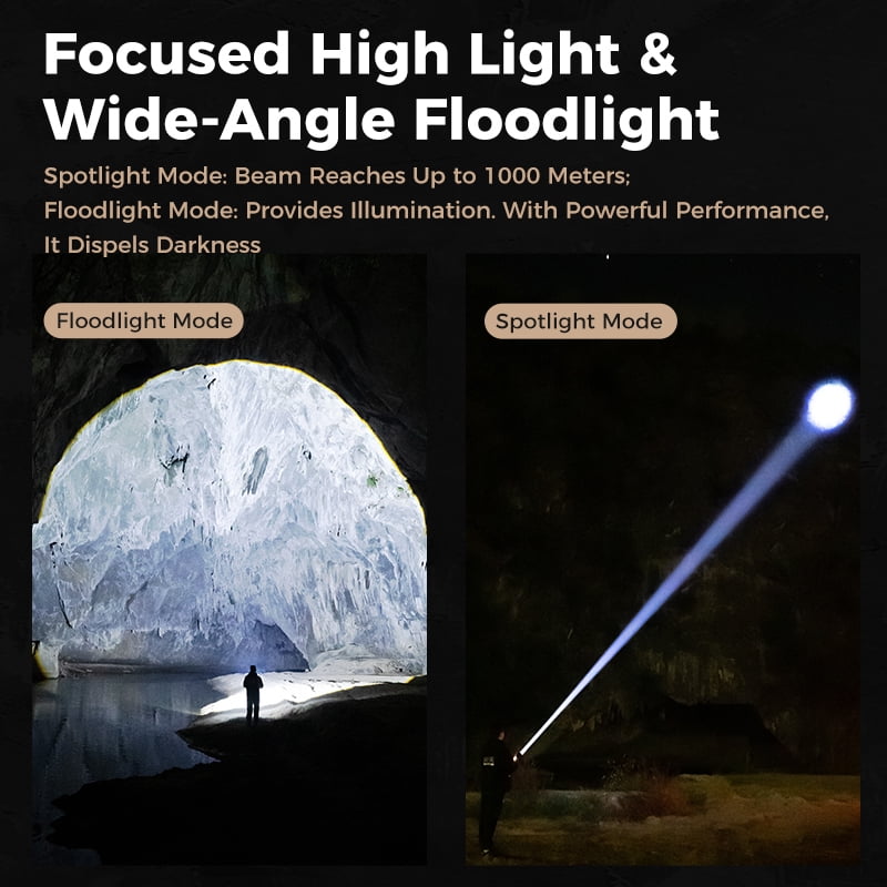 SKYFIRE New Model Flashlight - High Brightness - Rechargeable - Outdoor Flashlight - Extremely Bright, with six modes, equipped with a focusing lens, suitable for camping and outdoor activities