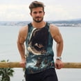thumbnail image 6 of Pofeuu Wave Sailboat Shark Print Men's Workout Tank Tops Sleeveless Muscle Gym Shirt Quick Dry-XX-Large, 6 of 7
