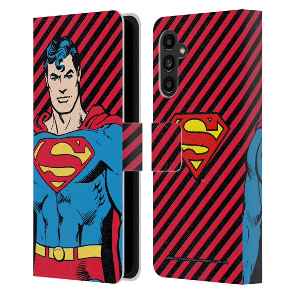 Head Case Designs Officially Licensed Superman DC Comics Vintage Fashion Stripes Leather Book Wallet Case Cover Compatible with Samsung Galaxy A13 5G (2021)