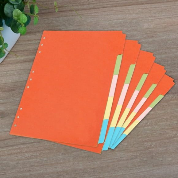 Cheers 5Pcs Index Dividers Anti-fade Compatible Paper 6-ring Folder Index Separators for School