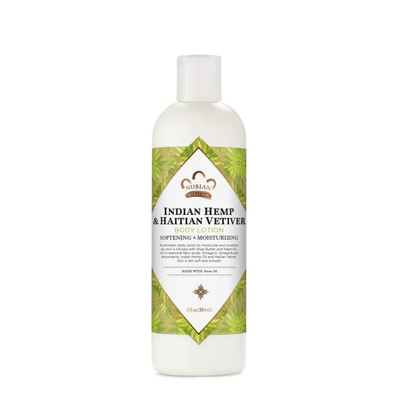 Nubian Heritage Body Lotion Indian Hemp & Haitian Vetiver For All Skin Types Made With Fair Trade Shea Butter, 13 Oz