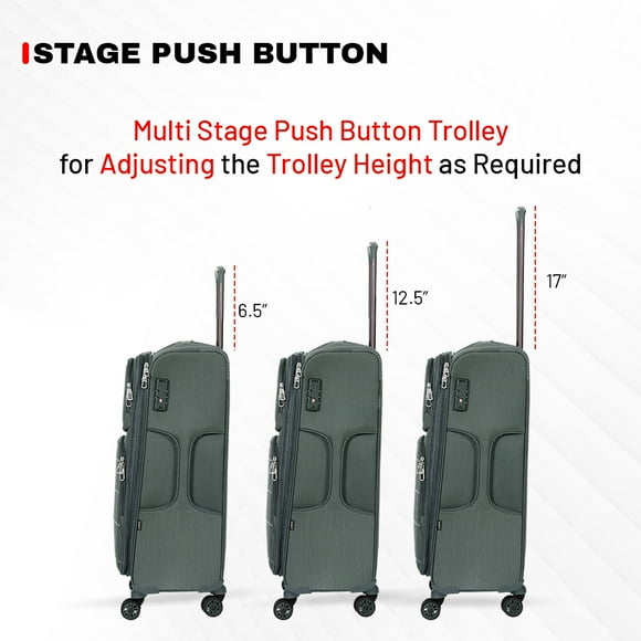 Emblem Falcon 20''/24''/28'' Set of 3-Piece Softside Spinner Luggage Set, 1200D Lightweight with 360 Degree Wheels, and Expandable Trolley Bag, Grey