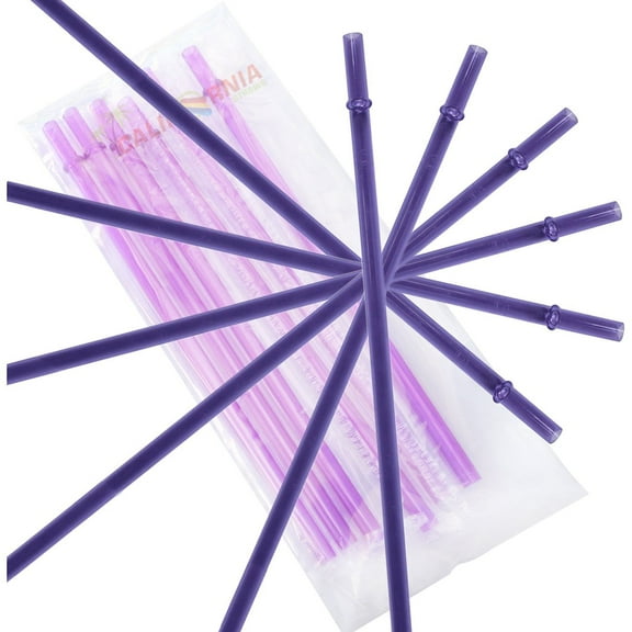 10.5 Inch, Set of 6 Purple Replacement Acrylic Straws for 16oz, 20oz, 24oz Tumblers