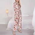 thumbnail image 3 of Fuzoiu Floral Strawberr Print Women's Long-Sleeved Pajama,Lounge Button Down Nightwear,Womens Notch Collar Pajama Set-XX-Large, 3 of 7