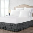 thumbnail image 2 of CCNY 12" Inch Drop Multi Ruffled Bed Skirt King Size 100% Microfiber Made Dark Grey Color, 2 of 6