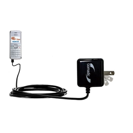 Gomadic Intelligent Compact AC Home Wall Charger suitable for the Nokia 2135 2320 2330 - High output power with a convenient, foldable plug design - U