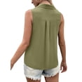 thumbnail image 3 of Gvmfive Womens Summer Casual Turn Down Collar Sleeveless Tank Tops V Neck Chiffon T-shirt, 3 of 4
