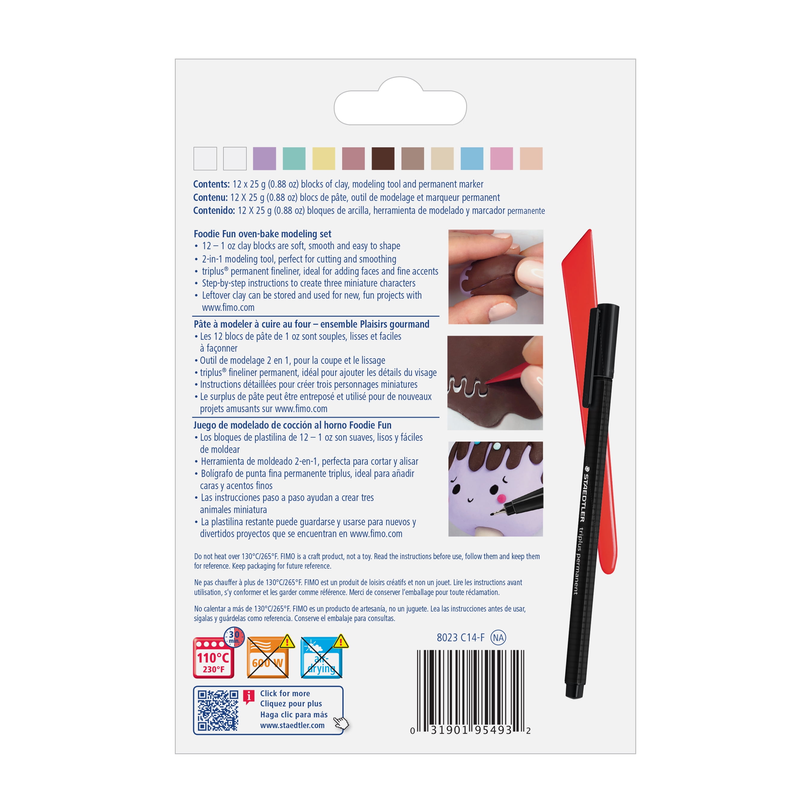 Staedtler FIMO® Foodie Fun Modeling Clay Set, 14pcs, 12 colours