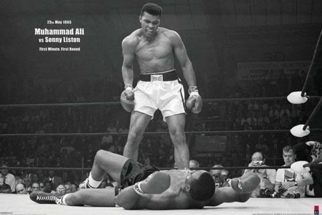Muhammad Ali v Sonny Liston Classic Boxing Fight Stats Vintage Poster Photo