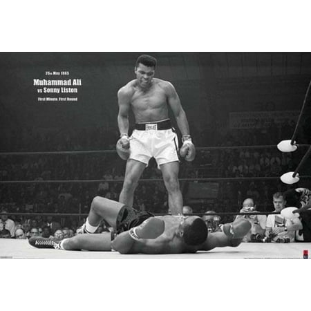 Muhammad Ali vs Sonny Liston First Round KO Boxing Sports Sports Poster 36x24 (Best Ko Ratio In Boxing)