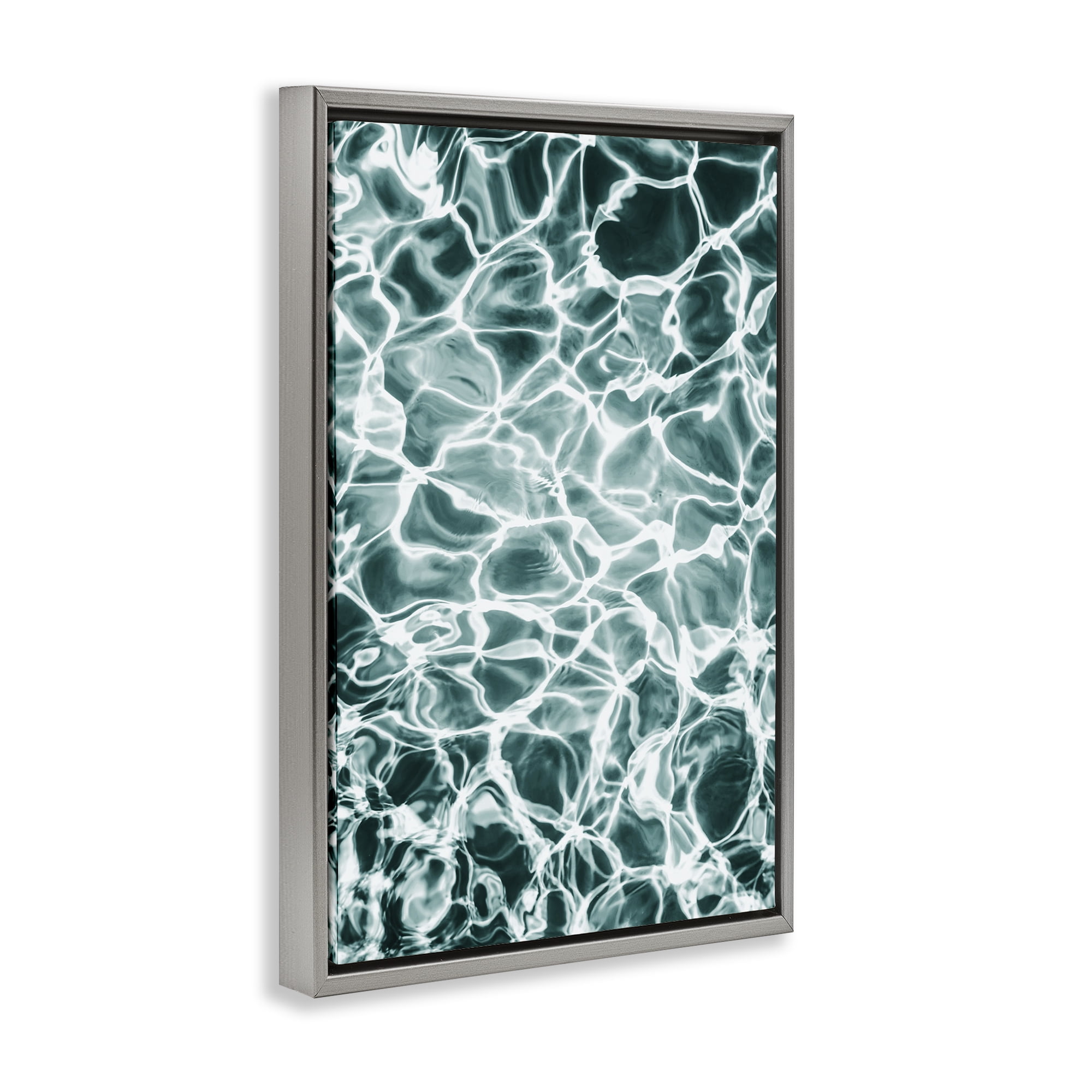 Stupell Industries Aqua Ripple Pattern Coastal Painting Gray Floater Framed Canvas Art Print Wall Art, 21 x 31