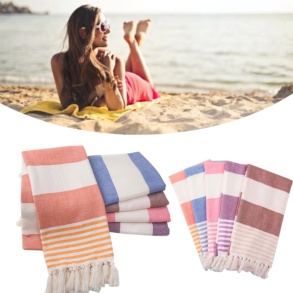 100% Cotton Soft 39x70 Bath Towel by Hencely Rainbow Striped Beach Towel 