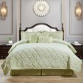 thumbnail image 2 of Home Soft Things 7 Piece Ogee Faux Fur Embroidery Bedspread Set - Light Green - King (102" x 90"), 2 of 8