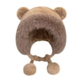 thumbnail image 5 of Gorro Lei Feng lindo de estilo coreano para otoño e invierno, con orejas de oso de peluche, grueso y cálido, con orejeras, gorro frío con forma de cara, gorro de lavabo pequeño, 5 of 5