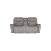 New Classic Furniture Kamari Fabric Power Console Loveseat, Gray