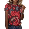 thumbnail image 3 of Paisley Women T-Shirt Classic O Neck T-Shirts Short-Sleeve Trendy Animal Print Design Tshirt Casual Clothing, 3 of 5