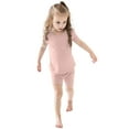 thumbnail image 1 of Hiiyo Pyjama pour Tout-Petites Filles, T-Shirt à Manches Courtes Uni et Ensemble de Shorts, Tenue de Nuit Unisexe, 1 of 8