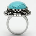thumbnail image 3 of Womens Silver Rings High polished (no plating) Stainless Steel Ring with Semi-Precious Turquoise in Sea Blue TK1022, 3 of 4