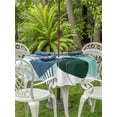 thumbnail image 2 of Outdoor Tablecloth with Umbrella Hole and Zipper, Boho Geometric Round Table Cloth 60 Inch Waterproof Tablecloth, Aqua Ethnic Abstract Stripes Leaves Picnic Table Cover for Patio Camping, 2 of 7