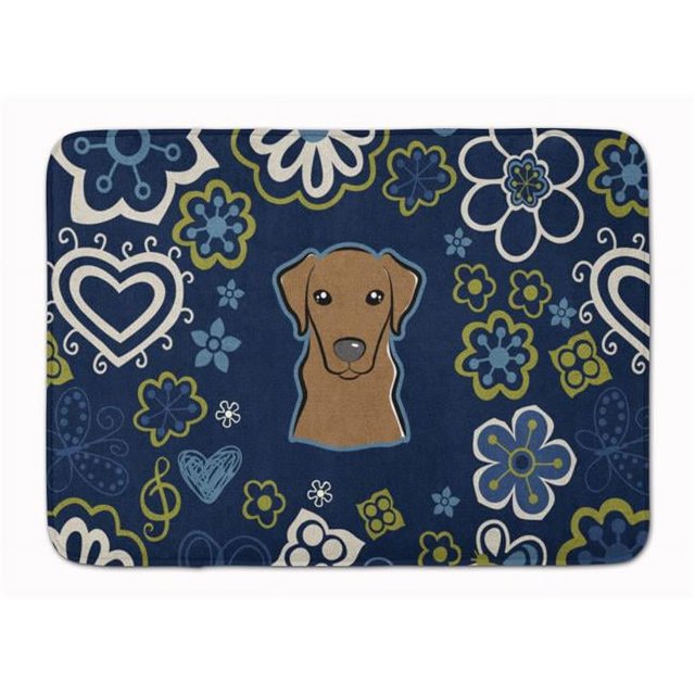 Carolines Treasures BB5085RUG Tapis en Mousse à Mémoire de Forme Lavable en Machine Fleurs Bleues Labrador Chocolat