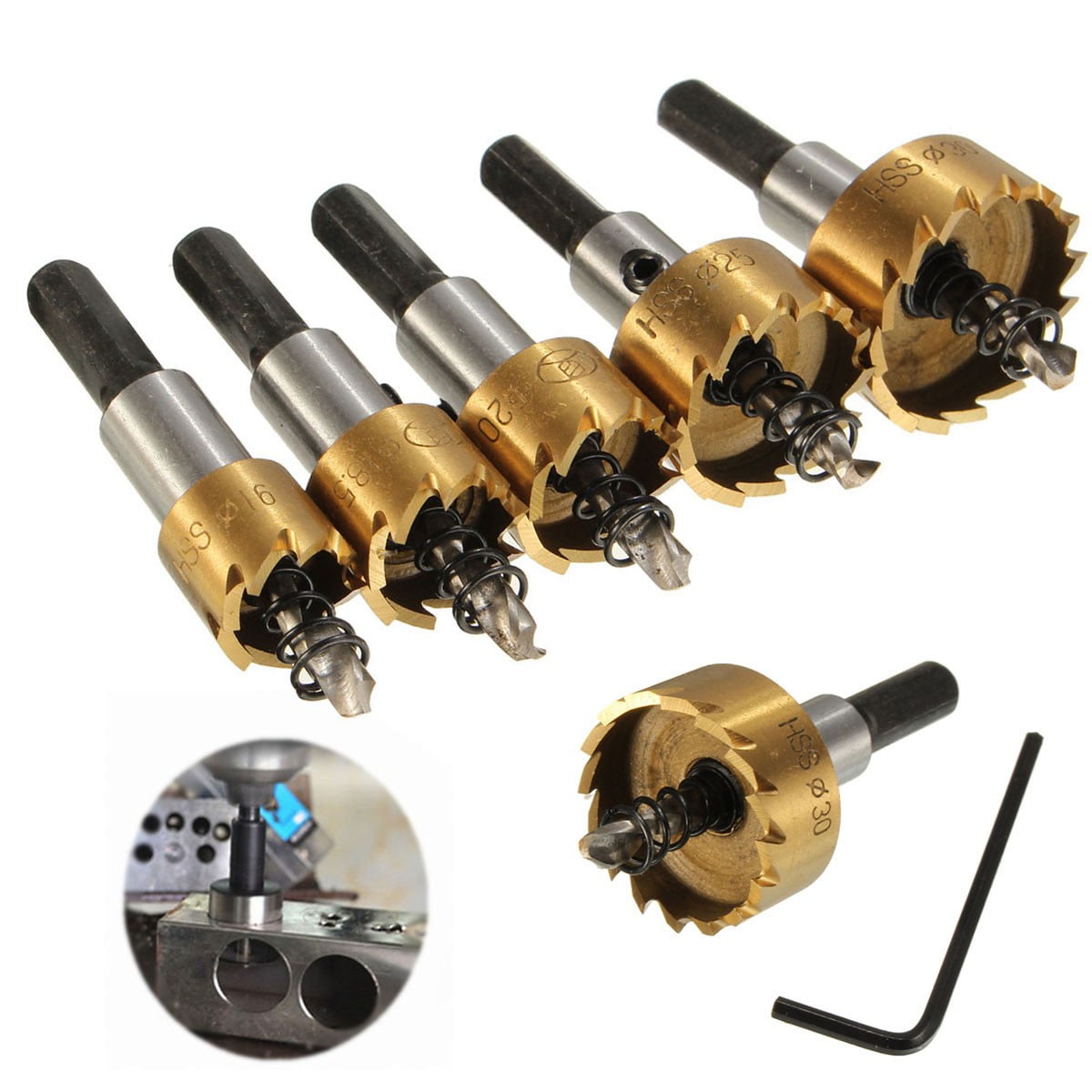 5pcs 16-30mm Hole Saw Cutter Drill Bit Set HSS Hole Saw Drill Sheet Metal Reamer 5pcs 16-30mm Hole Saw Cutter Drill Bit Set HSS Hole Saw Drill Sheet Metal Reamer