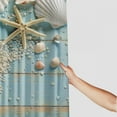 thumbnail image 3 of Chilfamy   Shower Curtain Seashells Starfish Wooden Nautical Border Summer Beach Ocean Bathroom Decor Set  White, 3 of 7