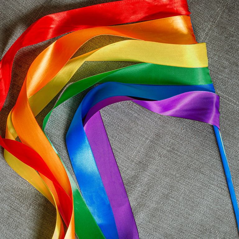Single Faced Satin Rainbow Ribbon, 6 Colors, 5/8 x 600 Yards