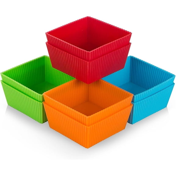 3.5 Inch Jumbo Baking Cups Reusable Silicone Square Cupcake Liners Non-stick Muffin Brownie Cake Mold (Pack of 8)