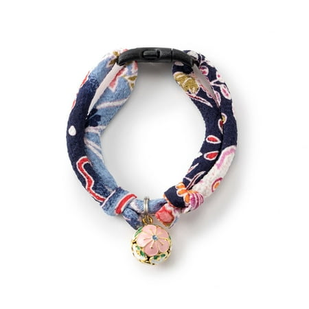 UPC: 4580471865187 | Necoichi Chirimen Plum Blossom Cat Collar (Blue)