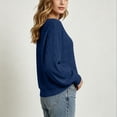 thumbnail image 6 of SSZMDLB Women Long Sleeve Knitted Sweater Round Neck Loose Fit Solid Casual Basic Tops for Travel Fall Winter Ladies Pullover Comfortable Everyday Wear, Dark Blue S, 6 of 8