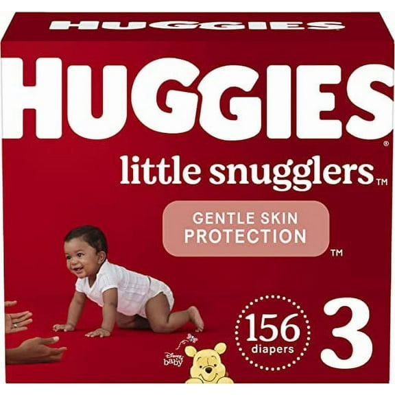 Baby Diapers Size 3 (16-28 lbs), 156ct, Huggies Little Snugglers
