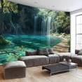 thumbnail image 2 of Gojian Nature Tapestry Forest Tree Sea Cave Wall Hanging, Stream Through Rainforest Landscape Wall Art Tapestry for Bedroom Living room, 2 of 6