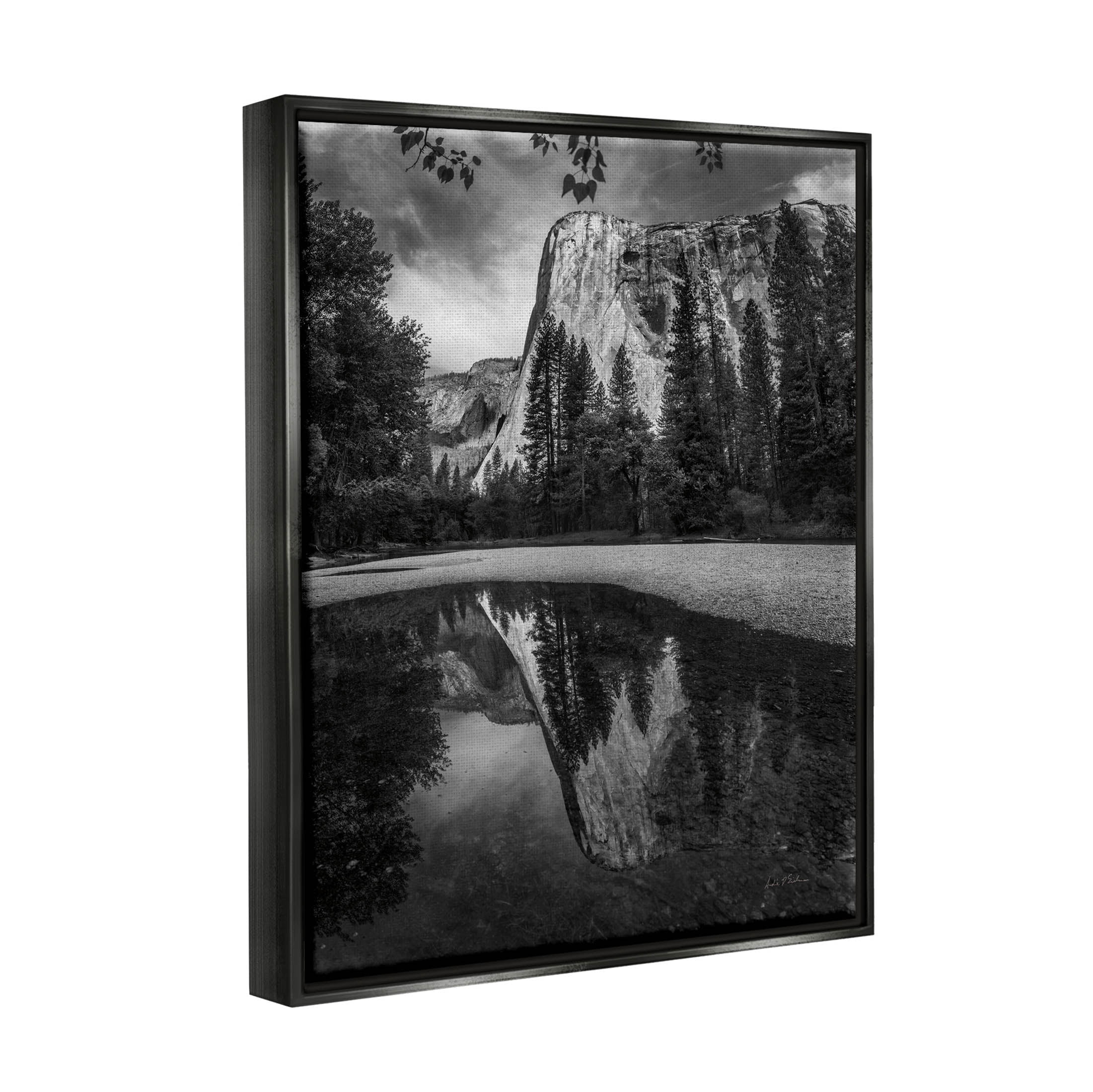 Stupell Industries Yosemite Wildlife Nature Reflection Photograph Jet Black Floating Framed Canvas Print Wall Art, Design by Andre Eichman
