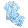 thumbnail image 5 of Girls Outfits Kids Casual Button Lapel Top and Shorts Lightweight Home Set Girls' Clothing Sets Blue 5-6T, 5 of 5