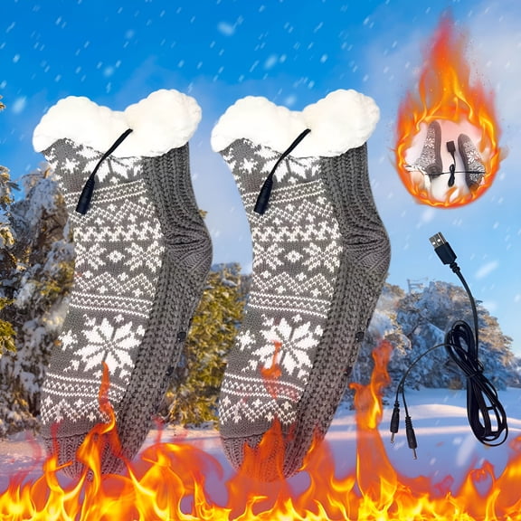 TELOLY Usb Heated Socks for Men & Women | Rechargeable Battery-Powered Warm Socks with 3 Temperature Settings | 4.5-10 Hour Heating Time