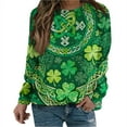 thumbnail image 2 of Aobny Women's Holiday Blouses St Patrick's Graphic Blouses Crew Neck Pullover Green Long Sleeve Women Shirt,S, 2 of 7